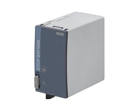 Siemens SITOP BAT1600 EX batterimodul i grå og mørkeblå med 24 V DC og 3,2 Ah, perfekt til SITOP UPS1600 systemer.