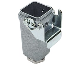 Procon multistik koblingshus A3/A4/A5 i pulverlakeret aluminium med M20 lige forskruning og et kromfarvet lukkesystem.