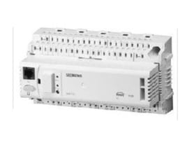 Siemens RMU720B-1 universal regulator med 2 reguleringssløjfer og flere sprogvalg, hvidt kabinet med terminaler.