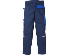 Bagsiden af Kansas Buks Icon i marineblå med kongeblå detaljer, viser flere lommer og reflekser ved knæene.