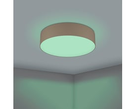 EGLO Romao-Z loftslampe Ø570mm i taupe med cirkulær, mat overflade, der afgiver et blødt, grønligt lys.