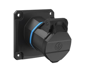 Walther CEE paneludtag, 3P, 16A, 230V i blå og sort med skrå montering og 86x86mm flange.