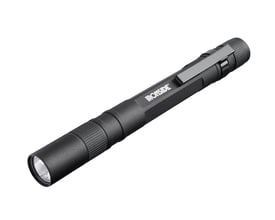 Sort Ironside pencillygte LED på 110 lm med slank form, riflet greb og praktisk clips.