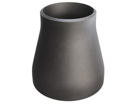 Koncentrisk reduktion i P235GH stål, med dimensionerne 88,9/3,2 x 60,3/2,9, sat op mod en hvid baggrund.