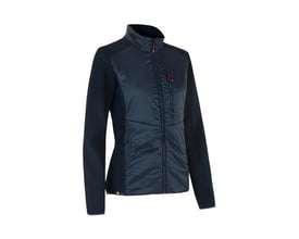 ID Identity navy hybrid jakke til damer i 3XL med fleeceærmer og vatteret front samt sorte YKK lynlåse.