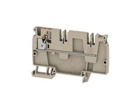 Weidmüller push-in distributionsklemme, beige, til 4 mm² ledere med 1 tilslutning, 6,1 mm bred og 82 mm høj.