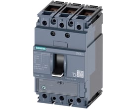 Siemens 3VA1 maksimalafbryder, 3-polet, 160A, med TM220 beskyttelse og 55kA brydeevne, vist i grå plast.