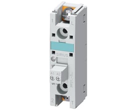 Siemens 3RF2 solid-state relæ med 90A, 48-460V, 110-230V og ringkabelforbindelse, vist forfra med markeringer '1', 'L', 'A1', 'A2' og '2'.