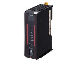Omron SL5500 sikkerhedsstyring med CIP-S og EtherCAT, 128 master-forbindelser og 1024 I/O-porte, på hvid baggrund.