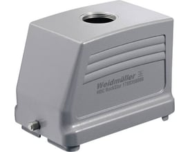 Weidmüller kabelhus i størrelse 12 til PG36 kabeltop, grå metal med riller og synligt logo.