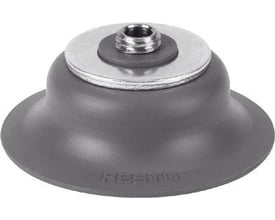 Festo vakuumsuger ESS-40-SF med en diameter på 40 mm og top-tilslutning, vist med en sølvfarvet gevind og skive.