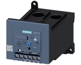Siemens Sirius S3 overbelastningsrelæ med justeringshjul, reset-knap og skrueklemmer fra 12,5 til 50A.