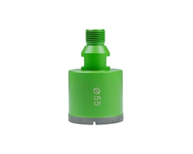Eibenstock flisehulbor i grøn med Ø55mm og 1/2" gevind, ideel til præcis vådboring i hårde materialer som fliser.