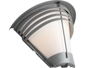 Hide-a-lite Pave OP T Deco IV CCT vægarmatur i grå med opal skærm, set skråt forfra.