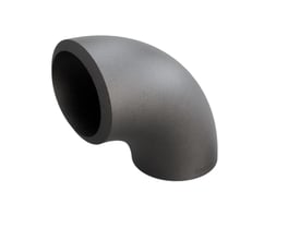 Indura 90° bøjning i P235GH-TC1 stål, 3D, 60,3x5,6mm med 76mm radius. Fremviser en standard 90 graders bøjning.