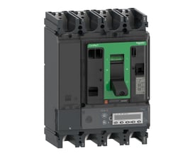 Schneider Electric ComPacT NSX400HB2 maksimalafbryder, 4-polet, 400A med MicroLogic 6.3 E og grønt håndtag.