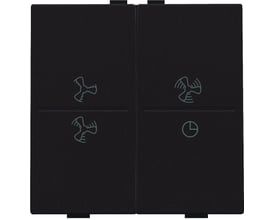 Niko trådløs 4-tryk tangent i mørk brun med ventilationssymboler for slukket og 3 hastigheder.