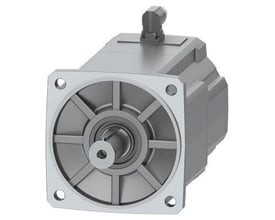 Siemens Simotics S-1FK2 CT servomotor med M0=30 Nm og holdebremse. Den viser en flange med aksel og en drejelig M23-forbindelse på toppen.