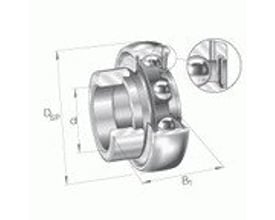 INA GRA104-206-XL-NPP-B-AS2/V spændingsleje med sfærisk yderring og excentrisk spændering vist med dimensioner og en forstørret detalje.