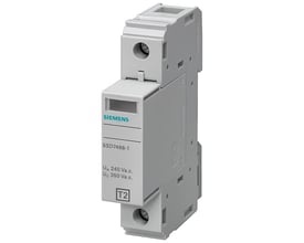Siemens overspændingsafleder 5SD7468-1 type 2 med UC 350V og en 1-polet L-N konfiguration.