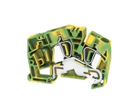 Weidmüller Jordklemme ZPE 6-2/2AN, en grøn-gul gennemgangsklemme med fjederterminal, perfekt til 6mm² beskyttelsesledere.