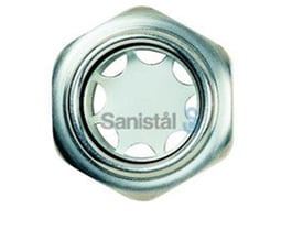 Kabi 21260 skueglas med 3/4" gevind, set forfra med logo 'Sanistål' på reflektorskiven.