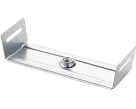 Nærbillede af Wibe U-ophæng til kabelbakker, viser den el-forzinkede ståloverflade og centergevind.