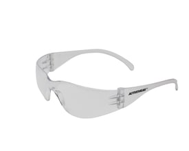 Activewear Mission 4020 sikkerhedsbrille med klar, kantløs linse og lyse brillestænger, set skråt forfra.