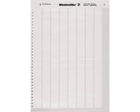 Weidmüller LM MT300 polyester mærkeark med 36 hvide etiketter (56x22 mm) klar til laserprint.