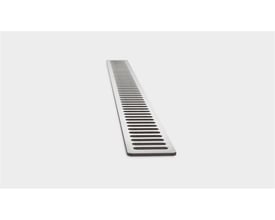 Unidrain ClassicLine rist COLUMN 600 mm, set fra siden på en grå baggrund, fremhæver det slanke design.