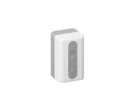 Resideo RR11S-A-aktuator til vandfilter, 230 V, med hvidt rektangulært kabinet og gråt betjeningsfelt på fronten.