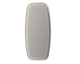 Sanibell SP31 spejl med superellipseform, 50x100 cm, med børstet rustfri stålramme og integreret LED-belysning.