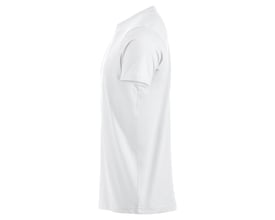 Hvid Premium T-shirt i størrelse XL set fra siden, med fokus på pasform og stofkvalitet.