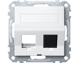 Schneider Electric Merten vinklet dataudtag i polarhvid polycarbonat, klar til 2 Actassi S1 eller 2 Keystone stik.