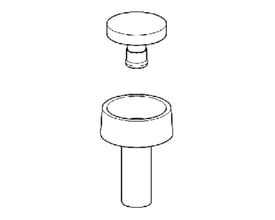 Monteringsvejledning af Grohe trykknap og roset i matkrom/krom med en diameter på 38 mm, vist som illustration.