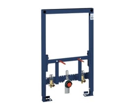 Grohe Rapid SL bidetramme i blå metal, 82 cm installationshøjde, vist med VVS-tilslutninger for montering.