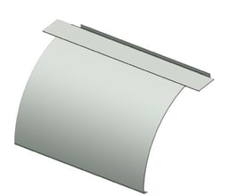 Legrand kabeludgang GLO-4 200 mm bred, varmgalvaniseret, med en buet form, vist på hvid baggrund.