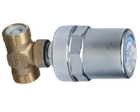 Metro Therm trykudligner med 10 bar arbejdstryk, vist fra venstre side med fokus på det kromfarvede hus og blå mærkat.