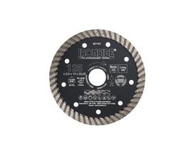 Ironside diamantklinge på 125 mm med turbosegmenter, vist forfra med sort skive og segmenteret skærekant.