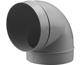 Fresh plastsystem 150 bøjning på 90 grader i grå PVC, med en diameter på 150 mm og glatte indvendige overflader.
