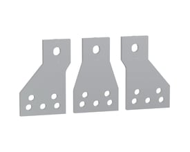 Schneider Electric spreder til TeSys G630-800A kontaktorer, vist med tre monteringsenheder med 80mm tilslutning og monteringshuller.