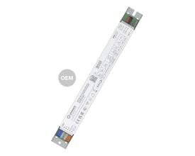 Ledvance LINEAR LED-driver på 42 W med DALI og NFC, aflangt hvidt kabinet og farvede tilslutningsklemmer i enderne.