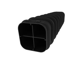 Sort Uni-Seals Quattro kabelkanalsystem 4-WAY XL set skråt forfra med fire separate kanaler.