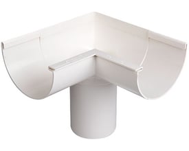 Plastmo indvendig gering i hvid plast, med 90 graders vinkel og 90 mm tud.