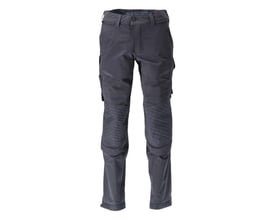 Mascot Customized arbejdsbukser i mørkegrå med synlige reflekseffekter, Click Pocket System forberedelse og ergonomisk formede knælommer.