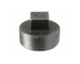 Sort 3/4 tomme prop i blødstøbt materiale med udvendigt rørgevind og firkantet spids til værktøj.