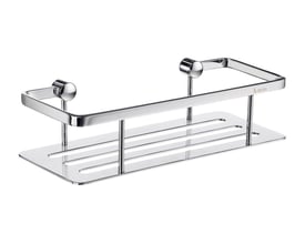 Smedbo Sideline brusekurv i poleret krom med mål på 250 x 103 x 60 mm, designet til vægmontering.