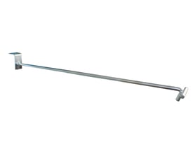 Maskinfabrikken Universal krog med hyldeforkantsliste, 400mm lang med 6mm krogdiameter, designet til 20mm firkantrør.