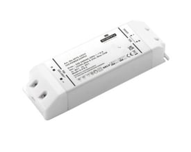Snappy LED Driver SP75-12VFT 75W 12VDC strømforsyning med mærketekst og specifikationer, vist på neutral baggrund.