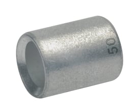 Klauke parallelsamlestykke i kobber med en diameter på 50 mm², vist på en hvid baggrund. Samlestykket har en glat overflade og tydelig mærkning.